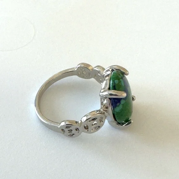 Studio Series Azurite Chrysocolla Oval Ring Silver Plated Gift Boxed - Picture 2 of 5